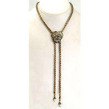 Load image into Gallery viewer, Pave Crystal Pansy Tassle Necklace N908-CR - Sweet Romance Wholesale