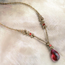 Load image into Gallery viewer, Art Deco Ruby Red Garnet Prism Pendant Necklace N936 - Sweet Romance Wholesale