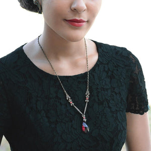 Art Deco Ruby Red Garnet Prism Pendant Necklace N936 - Sweet Romance Wholesale