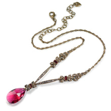 Load image into Gallery viewer, Art Deco Ruby Red Garnet Prism Pendant Necklace N936 - Sweet Romance Wholesale