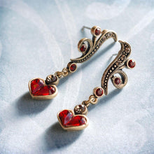 Load image into Gallery viewer, Garnet Hearts Necklace &amp; Earring Set - Sweet Romance Wholesale