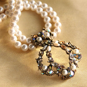Retro Pearl and Jewel Statement Necklace N952 - Sweet Romance Wholesale