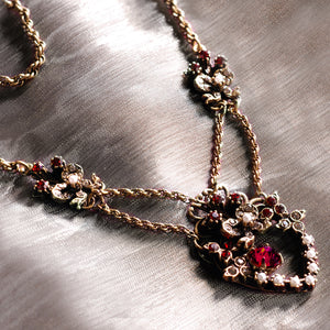 Victorian Garnet Sweetheart Necklace N958 - Sweet Romance Wholesale