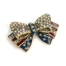 Load image into Gallery viewer, USA American Flag Bow Pin P1776 - Sweet Romance Wholesale