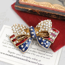Load image into Gallery viewer, USA American Flag Bow Pin P1776 - Sweet Romance Wholesale