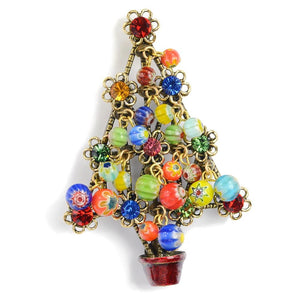Millefiori Beads Tree Christmas Pin P185 - Sweet Romance Wholesale