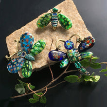 Load image into Gallery viewer, Millefiori Glass Insect Pins Set of 3 Blue Violet - Sweet Romance Wholesale