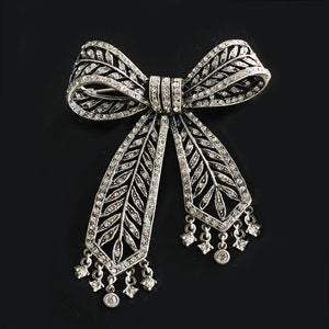 Art Deco Crystal Bow Brooch Pin P219 - Sweet Romance Wholesale