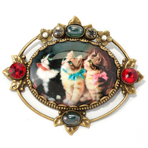 Vintage Christmas Kittens Pin - Sweet Romance Wholesale