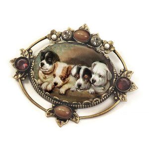 Vintage Christmas Puppies Pin - Sweet Romance Wholesale
