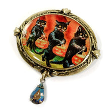 Load image into Gallery viewer, Black Cats Trick or Treat Retro Halloween Pin - Sweet Romance Wholesale