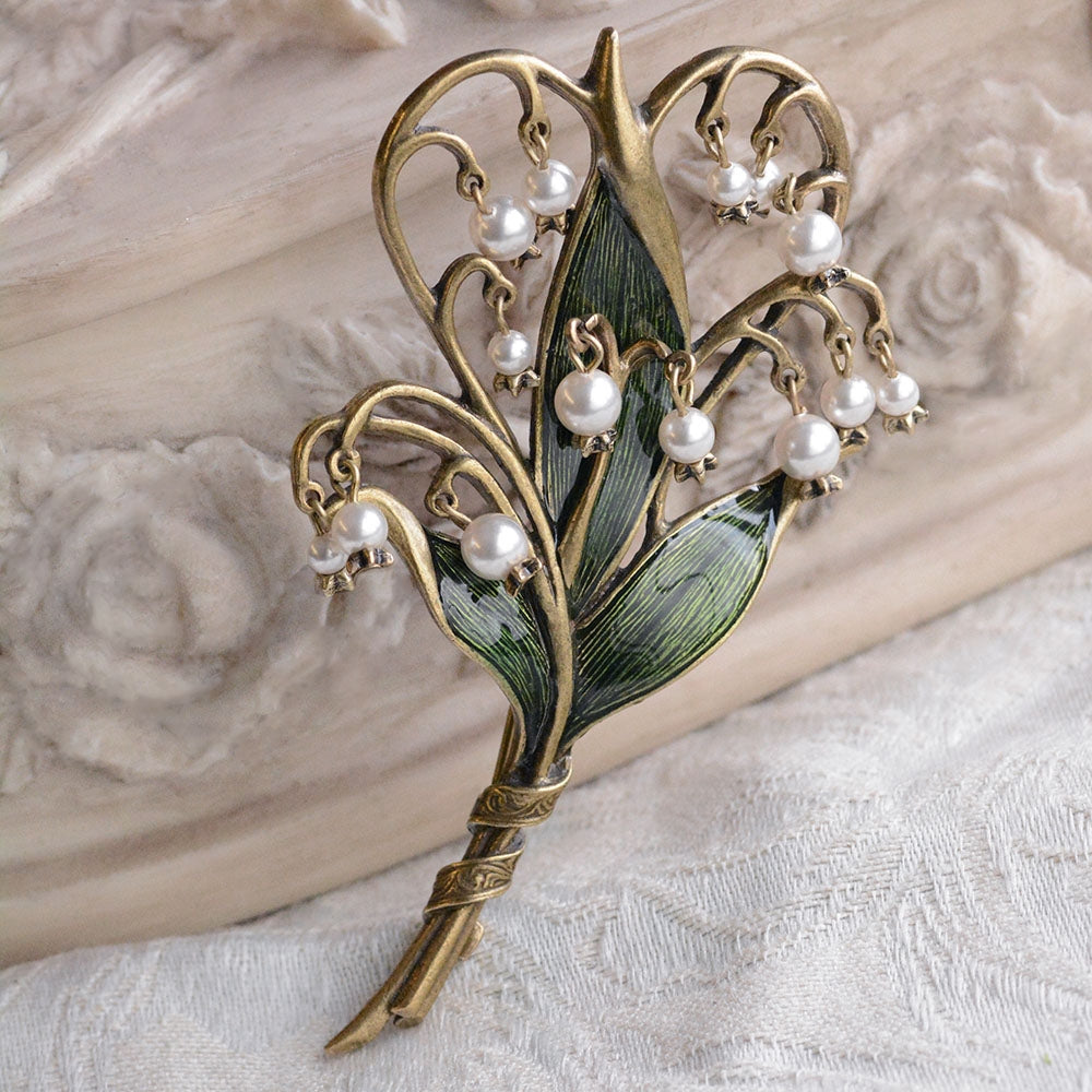 Lily of the Valley Brooch P585 - Sweet Romance Wholesale