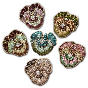 Pave Crystal Pansy Pins - Sweet Romance Wholesale