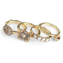 Load image into Gallery viewer, Silver and Gold Crystal Stack Rings Set of 4 R1121 - Sweet Romance Wholesale