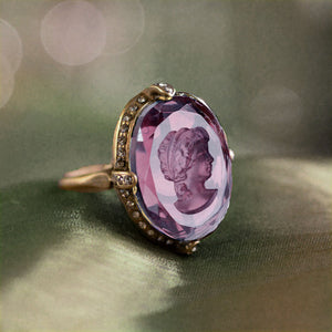 Faceted Glass Oval Intaglio Ring R130 - Sweet Romance Wholesale