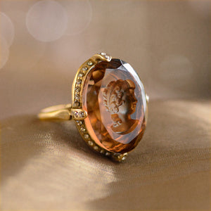 Faceted Glass Oval Intaglio Ring R130 - Sweet Romance Wholesale