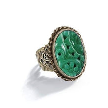Load image into Gallery viewer, Vintage Jade Glass Deco Ring - Sweet Romance Wholesale