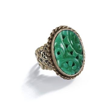 Vintage Jade Glass Deco Ring - Sweet Romance Wholesale