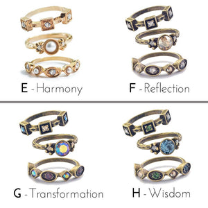 Set of 3 Stack Rings - Inspirational Crystal Rings Set R562 - Sweet Romance Wholesale