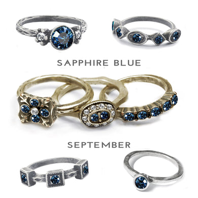 Stackable September Birthstone Ring - Sapphire Blue - Sweet Romance Wholesale