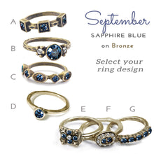 Load image into Gallery viewer, Stackable September Birthstone Ring - Sapphire Blue - Sweet Romance Wholesale